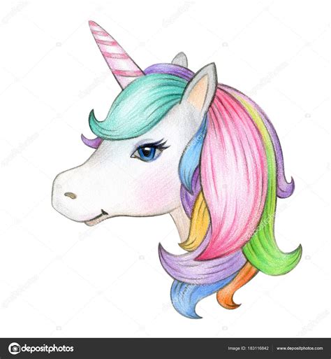 magical unicorn portrait isolated white background stock photo