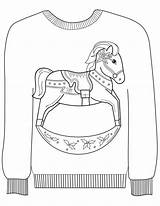 Sweater Coloring Ugly Christmas Pages Horse Motif Rocking Sheets Drawing Printable Color Sweaters Comments sketch template