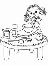 Baking Coloring Pages Cookies Girl Little Play Color sketch template