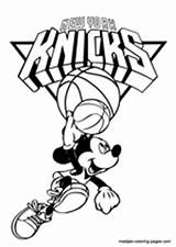 Coloring Pages York Knicks Nba Mickey Mouse Playing sketch template