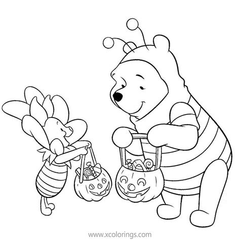 winnie  pooh halloween coloring pages candy treated xcoloringscom