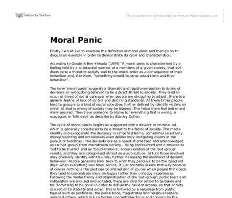 moral panic gcse sociology marked by