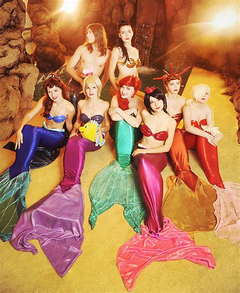just like a rainbow ariel and sisters mermaid cosplay geekologie