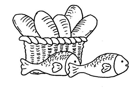 disegni da colorare pane la moltiplicazione dei pani  dei pesci da