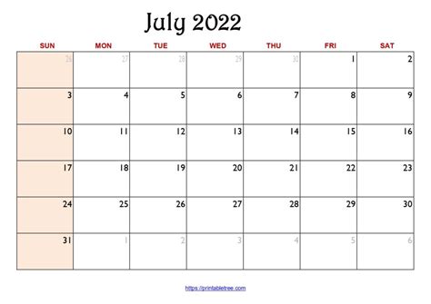 july  calendar printable   holidays  template
