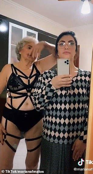 72 year old grandma wears granddaughter s very sexy sandm lingerie in