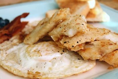 fried fish  eggs breakfast tasty kitchen  happy recipe community