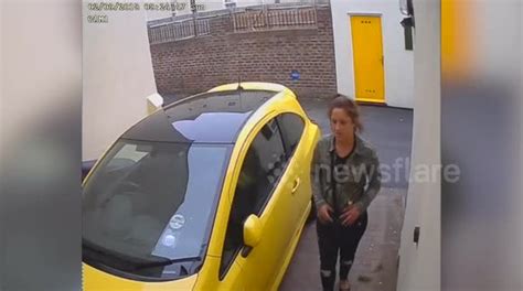 a woman was caught on cctv ‘going for a poo on a driveway in broad