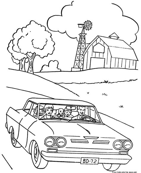 family touring car coloring pages  kidfree printable coloring