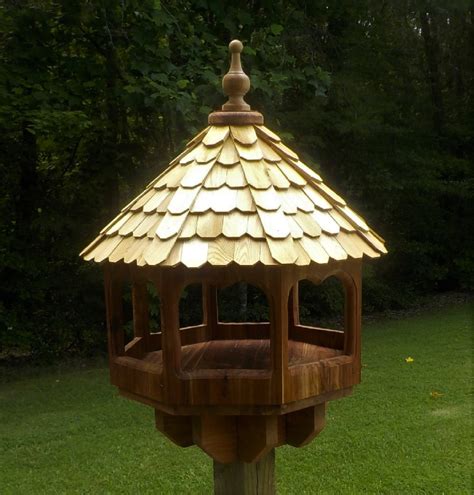 build  large gazebo bird feeder diy wood plans