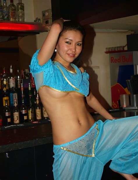 sexy mongolian is undressing at public bar — asian sexiest