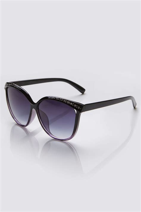 black diamante cat eye sunglasses with uv protection