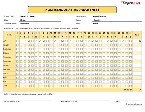 printable attendance sheet templates templatelab vrogue