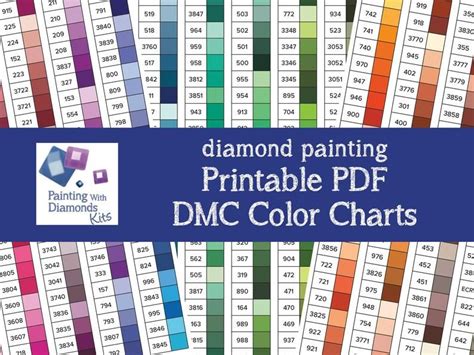 printable  dmc color charts diamond painting drill color etsy
