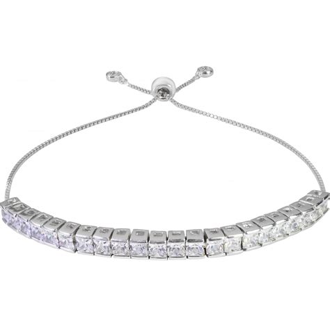 sterling silver cubic zirconia adjustable strand tennis bracelet