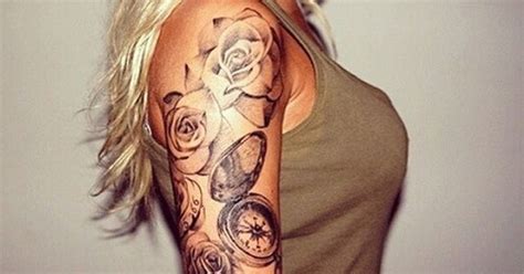 flower with compass sleeve tattoos for girls flower sleeve tattoos for women tattoos