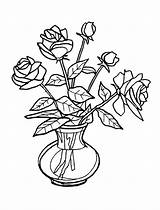 Vase Coloring Flower Rose Bouquet Pages Roses Drawing Flowers Para Dibujos Color Printable Colorear Con Floreros Pintar Print Coloriage Kids sketch template
