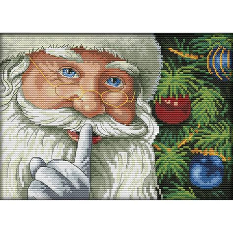 santa claus 14ct stamped cross stitch kit 30x21cm