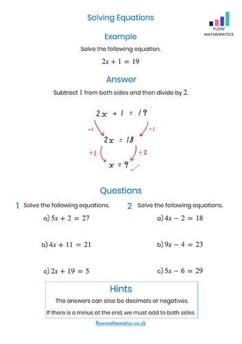 solving equations worksheet teaching resources