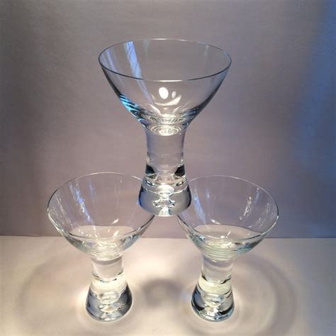 Vintage Hand Blown Crystal Weighted Martini Glasses Set