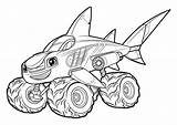 Monster Shark Blaze Coloring Truck Machines Pages Printable Kids Jam Police sketch template