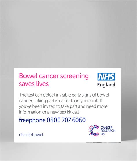 bowel cancer screening info card england publications