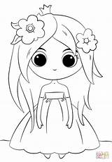 Princess Coloring Chibi Cute Pages Template Supercoloring sketch template