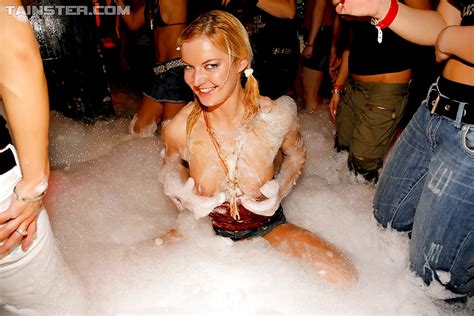 adorable babes and horny guys are into hardcore foam sex party