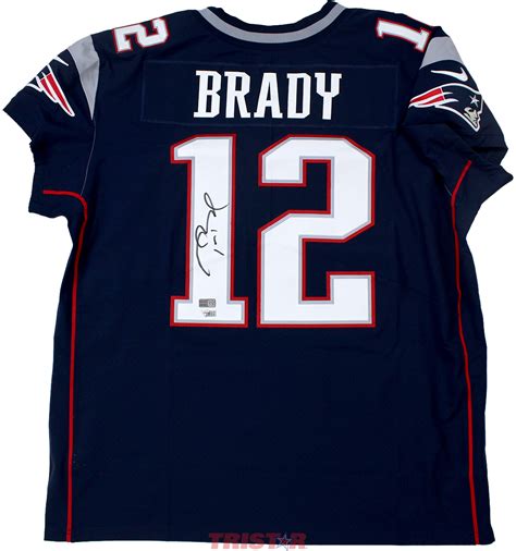 tom brady autographed  england patriots nike elite blue authentic