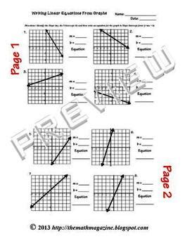 writing linear equations  graphs worksheet  key  ced