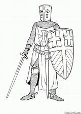 Knight Coloring Pages Drawings Crusade Medieval Print Castle Kids Crusader Choose Board Draw sketch template