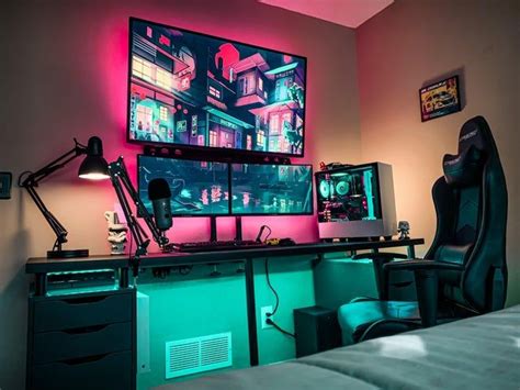 cyberpunk style battlestations gaming room setup video