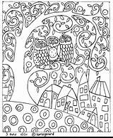 Owl Karla Gerard Klimt Owls Polish Gustav Kleurplaten Volwassenen Primitive Hooking Herfst Lets Hundertwasser Redwork Amarna Artesanato Broder Ausmalen Bilder sketch template