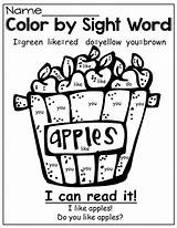 Color Sight Word Apple sketch template