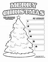 Christmas List Coloring Wish Pages Printable Color Tree Santa Wishes Print Visit Getcolorings sketch template