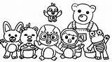 Pororo Mewarnai Colorear Desenho Amis Terbaru Coloriages Teman Kecil Temannya Morningkids sketch template