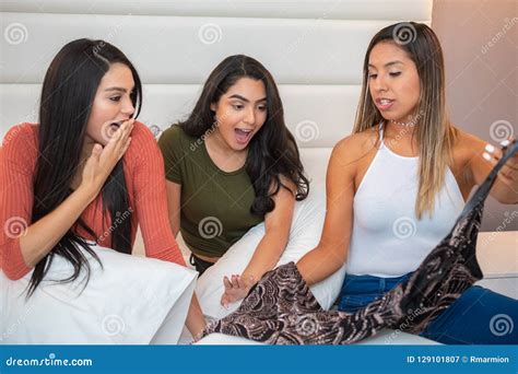 Group Of Teen Girls In A Bedroom Stock Image Image Of Lifestyle