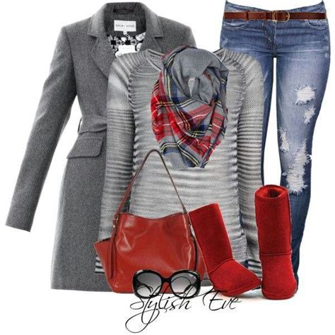 gray red fashion casual outfits fashion tips  women