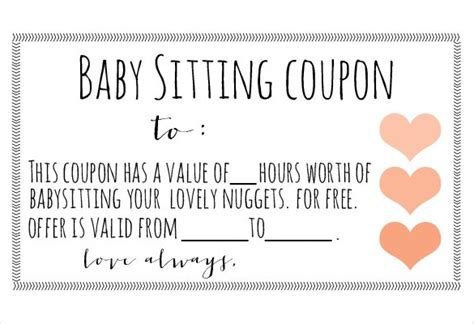 babysitting coupon  examples format  examples