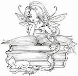 Coloring Pages Fairy Reading Books Book Adult Lover Lovers Sheets Tales Printable Drawing Stamps Color Drawings Whimsy Kids Perhaps She sketch template