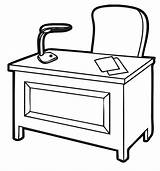 Clipart Office Desk Library Table sketch template