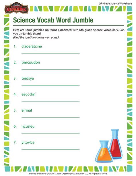 science vocab word jumble view science worksheets  grade sod