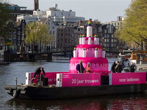 Inflatable Pink Cake Sails Down Canals As Amsterdam