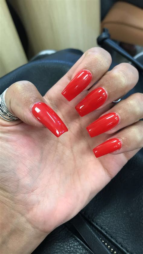 tapered square ferrari red nails ️ sandiego nails vipnails collegearea claws red fire