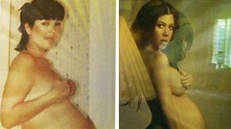 see a naked pregnant photo of kourtney kardashian and throwback of kris jenner abc news