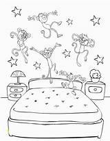 Monkeys Jumping Bed Coloring Pages Little Drawing Getdrawings Divyajanani sketch template