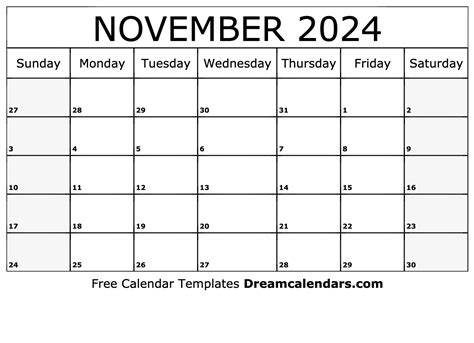 november calendar editable word   perfect popular incredible