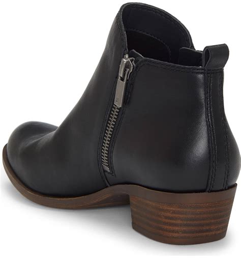 lucky brand womens basel bootie black leather side zip  cut ankle bootie ebay