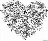 Coloring Heart Pages Flowers Online Color Print sketch template