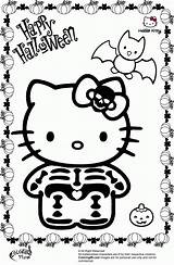 Kitty Hello Halloween Pages Coloring Colouring Color Ella Sheets Kids Skeleton Book Head Scary Cat Kawaii Printable Jack Print Car sketch template